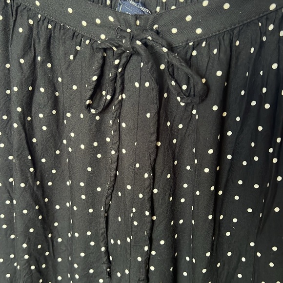 American Eagle AE Boho Black Polka Dot wide leg crop trouser eyelet lace Sz S - Picture 6 of 9